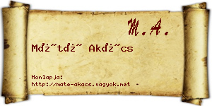 Máté Akács névjegykártya